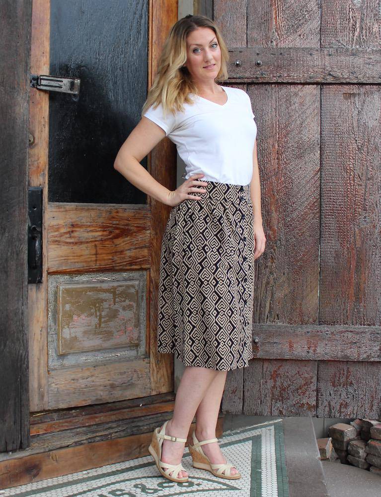 Interlocking Brown Midi Skirt - Just Stuf Store