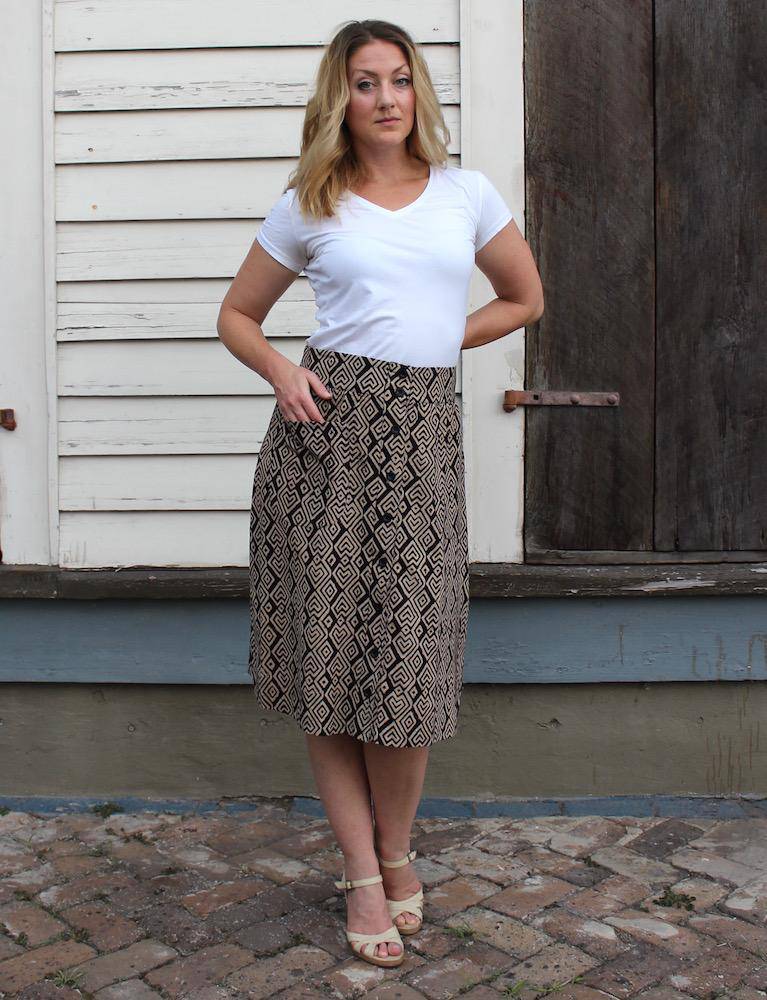 Interlocking Brown Midi Skirt - Just Stuf Store