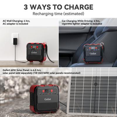 GOFORT 120W Portable Power Station 98Wh Solar Generator Peak 240W, 110V AC Outlet, Portable Power Bank with LED Light DC Port USB QC3.0 for Charging Laptop Phone Essential Tablet On-the-go Camping RV - Just Stuf Store