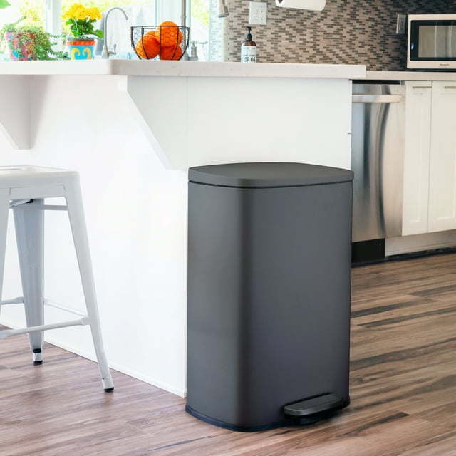 13.2 Gallon Trash Can, Rectangular Step On Kitchen Trash Can - Just Stuf Store