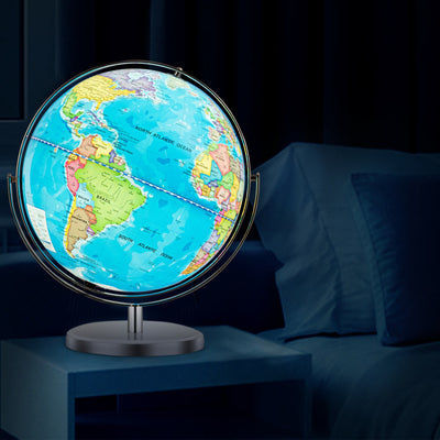 13" Illuminated World Globe 720° Rotating Map with LED Light - Just Stuf Store