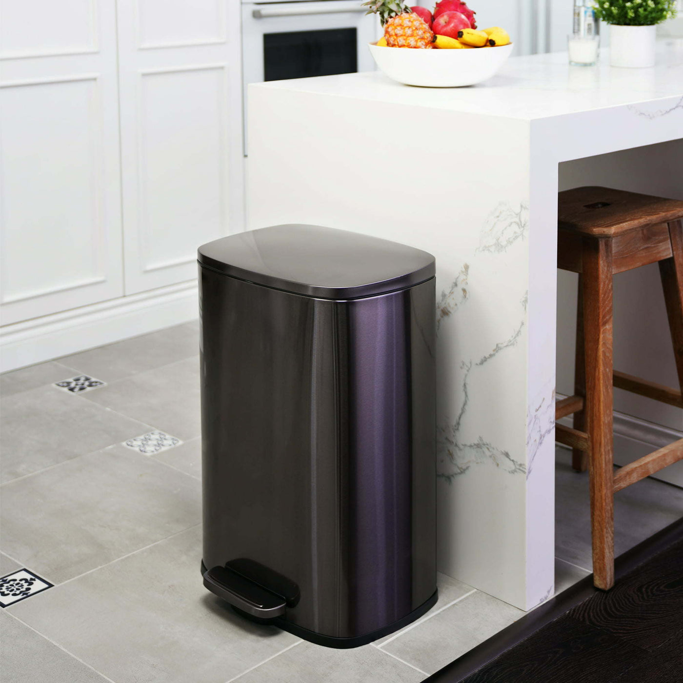 13.2 Gallon Trash Can, Rectangular Step On Kitchen Trash Can - Just Stuf Store