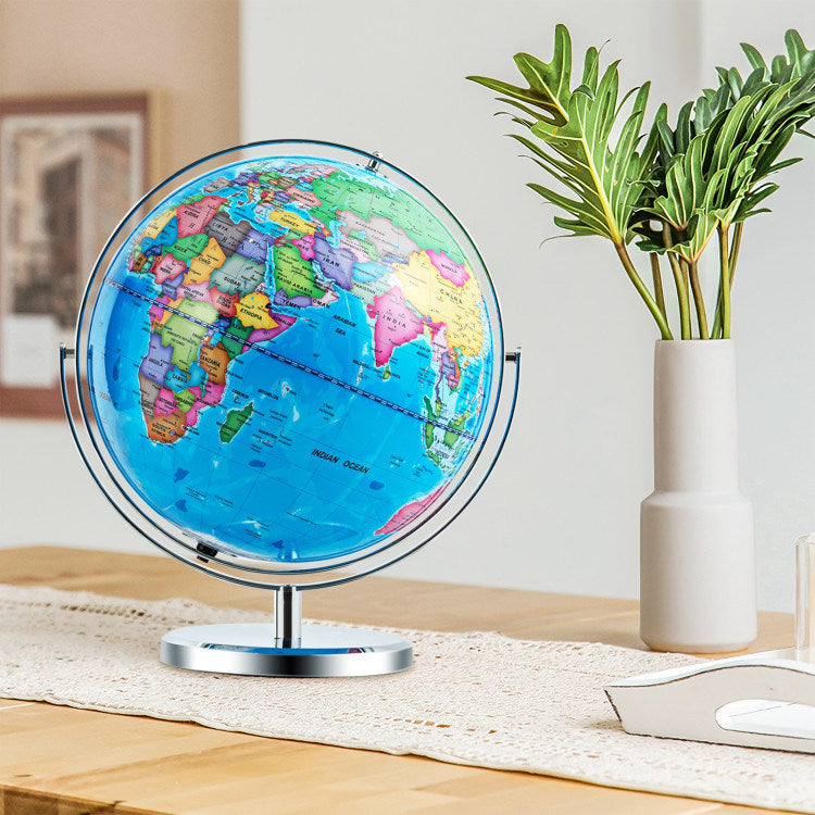 13" Illuminated World Globe 720° Rotating Map with LED Light - Just Stuf Store