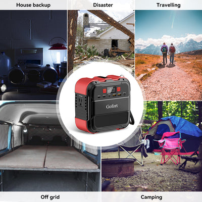 GOFORT 120W Portable Power Station 98Wh Solar Generator Peak 240W, 110V AC Outlet, Portable Power Bank with LED Light DC Port USB QC3.0 for Charging Laptop Phone Essential Tablet On-the-go Camping RV - Just Stuf Store