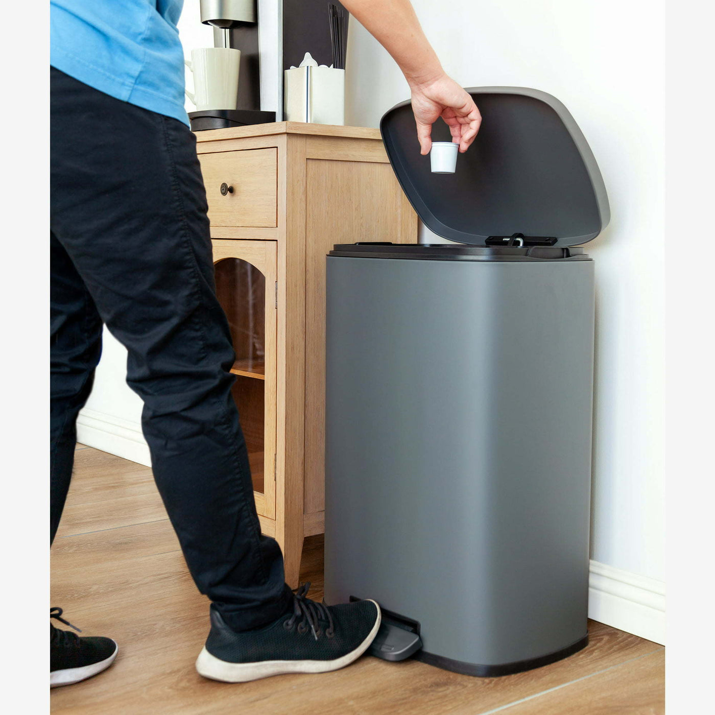 13.2 Gallon Trash Can, Rectangular Step On Kitchen Trash Can - Just Stuf Store