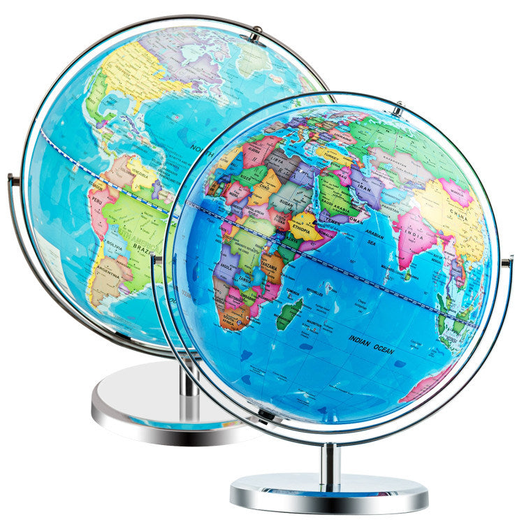 13" Illuminated World Globe 720° Rotating Map with LED Light - Just Stuf Store