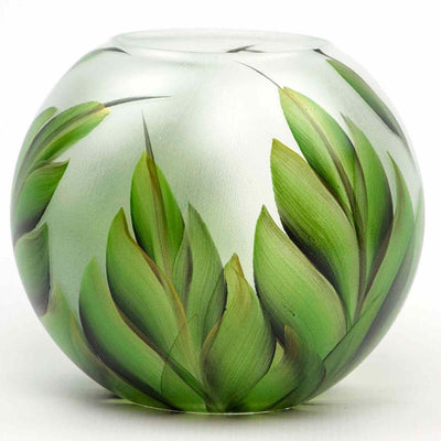 Handpainted Glass Vase for Flowers | Painted Art Glass Vase | Interior Design Home Room Decor Tropical | Table vase 6 inch - Just Stuf Store