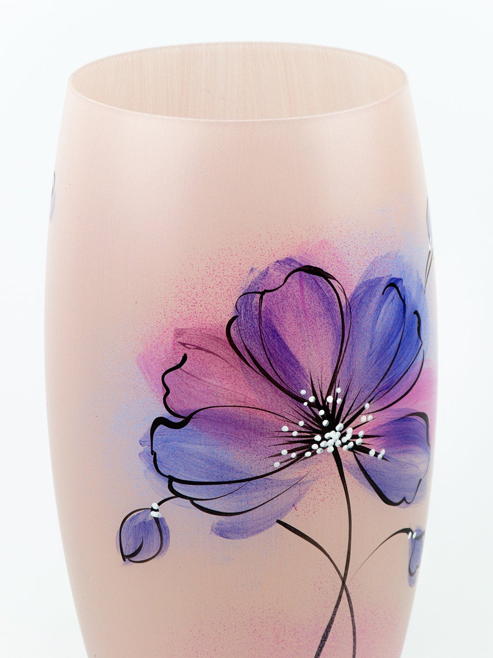 Handpainted Glass Vase for Flowers | Painted Art Glass Oval Vase | Interior Design Gentle Room Decor | Table vase 12 inch - Just Stuf Store