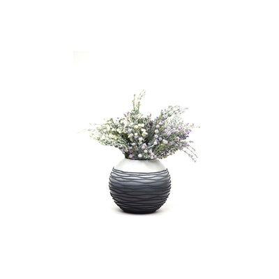 Handpainted Glass Vase for Flowers | Painted Art Glass Round Waves Vase | Interior Design Home Room Decor | Table vase 6 inch - Just Stuf Store