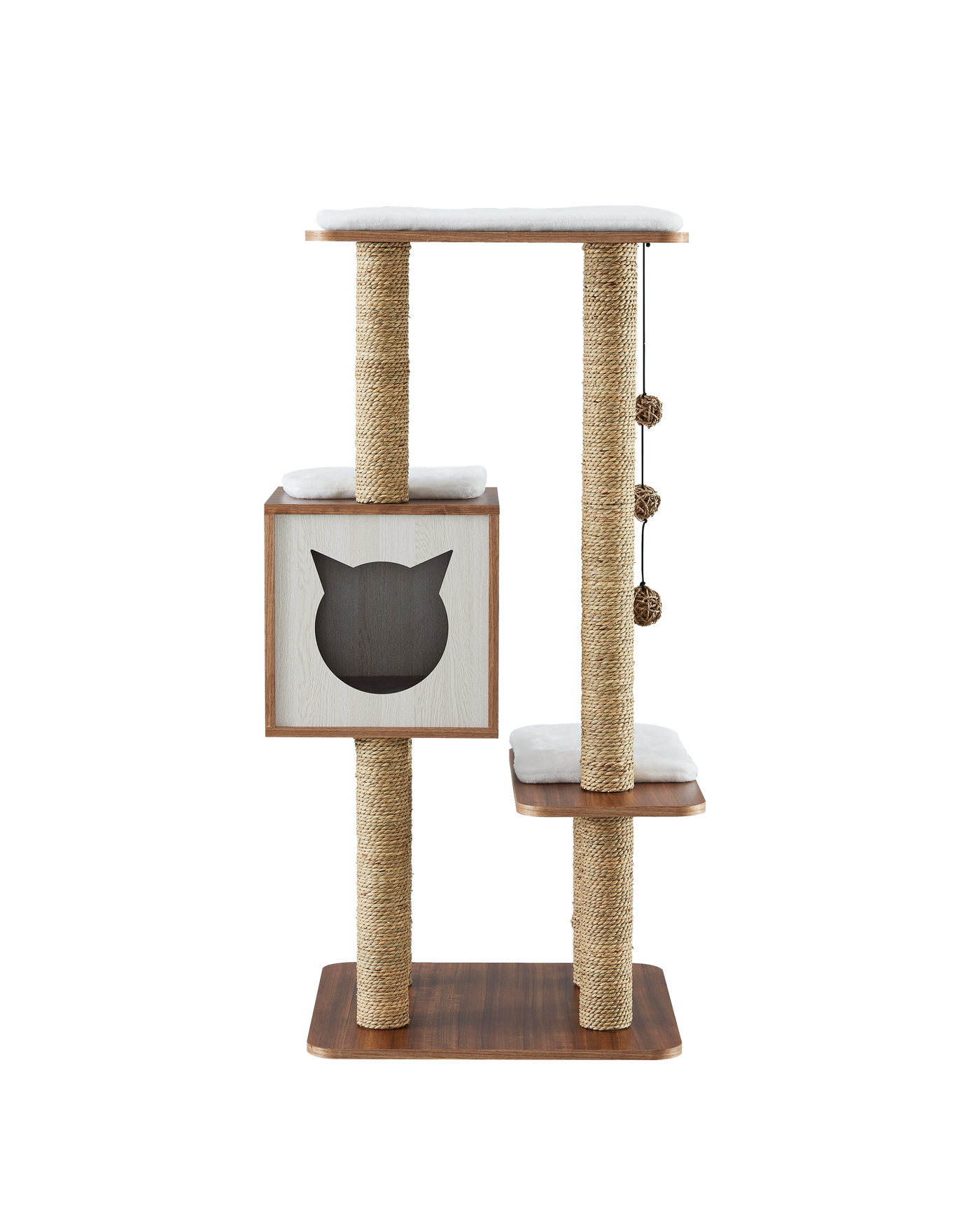 Elegant Wooden Modern Cat Tree Cat Condo Multi-Level Towers Cat Activity Tower with Scratching Posts, with Removable and Washable Mats (High Tower) - Just Stuf Store